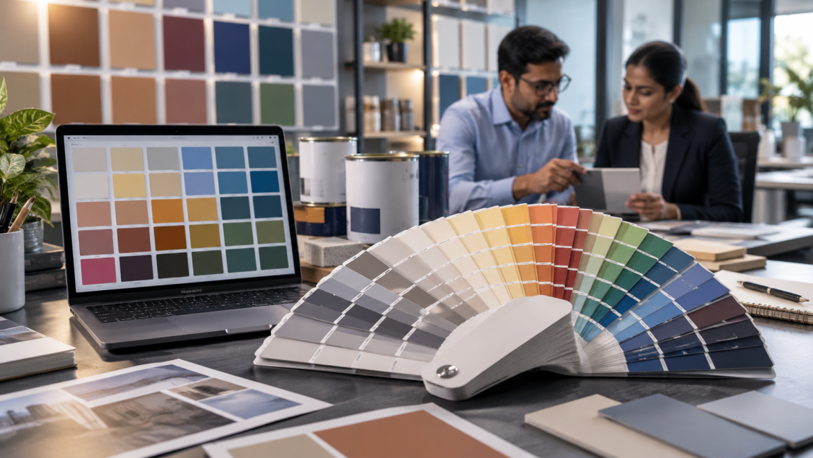 Digital vs physical color matching using professional shade cards for B2B paint sales