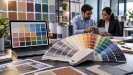 Digital vs physical color matching using professional shade cards for B2B paint sales